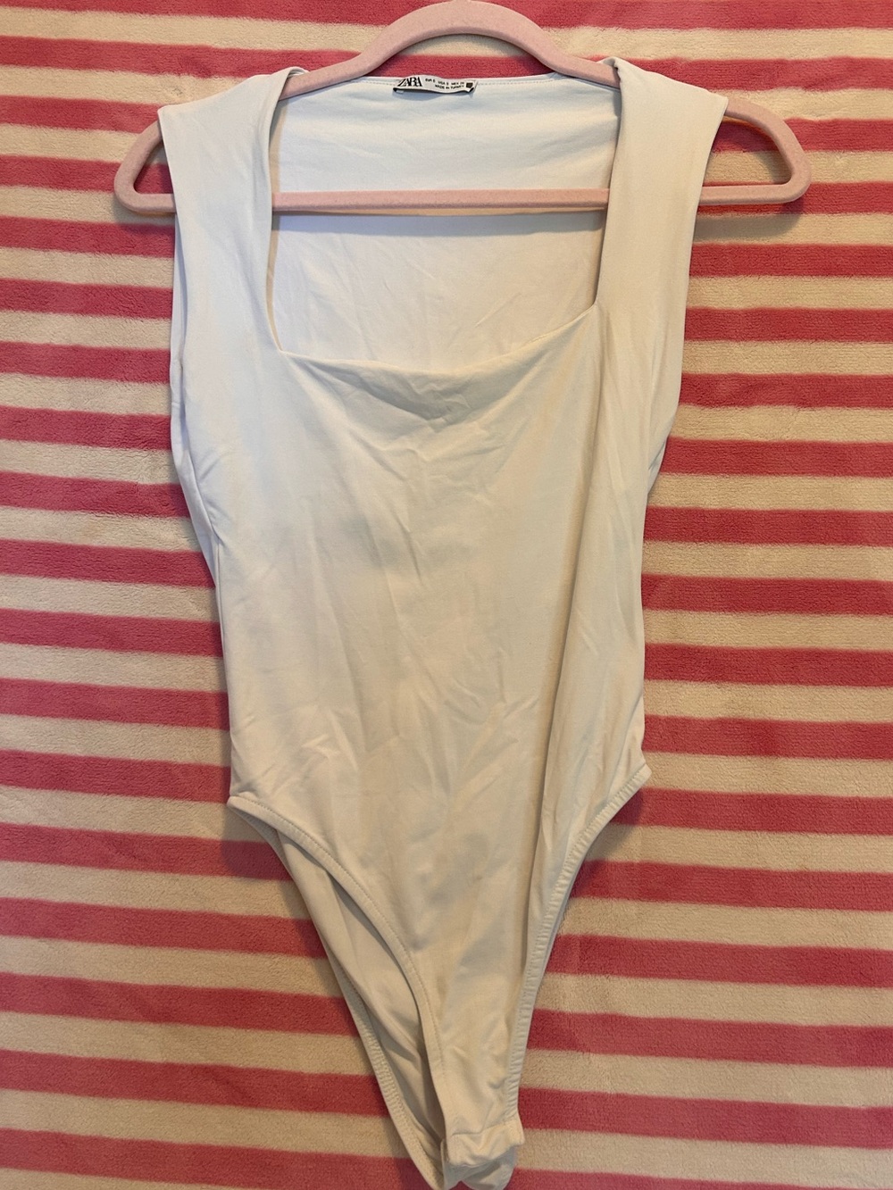 Zara White Square-Neck Bodysuit